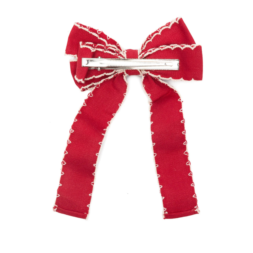 Stine Goya Scalloped Trim Bow Hair Clip — Red, view 3