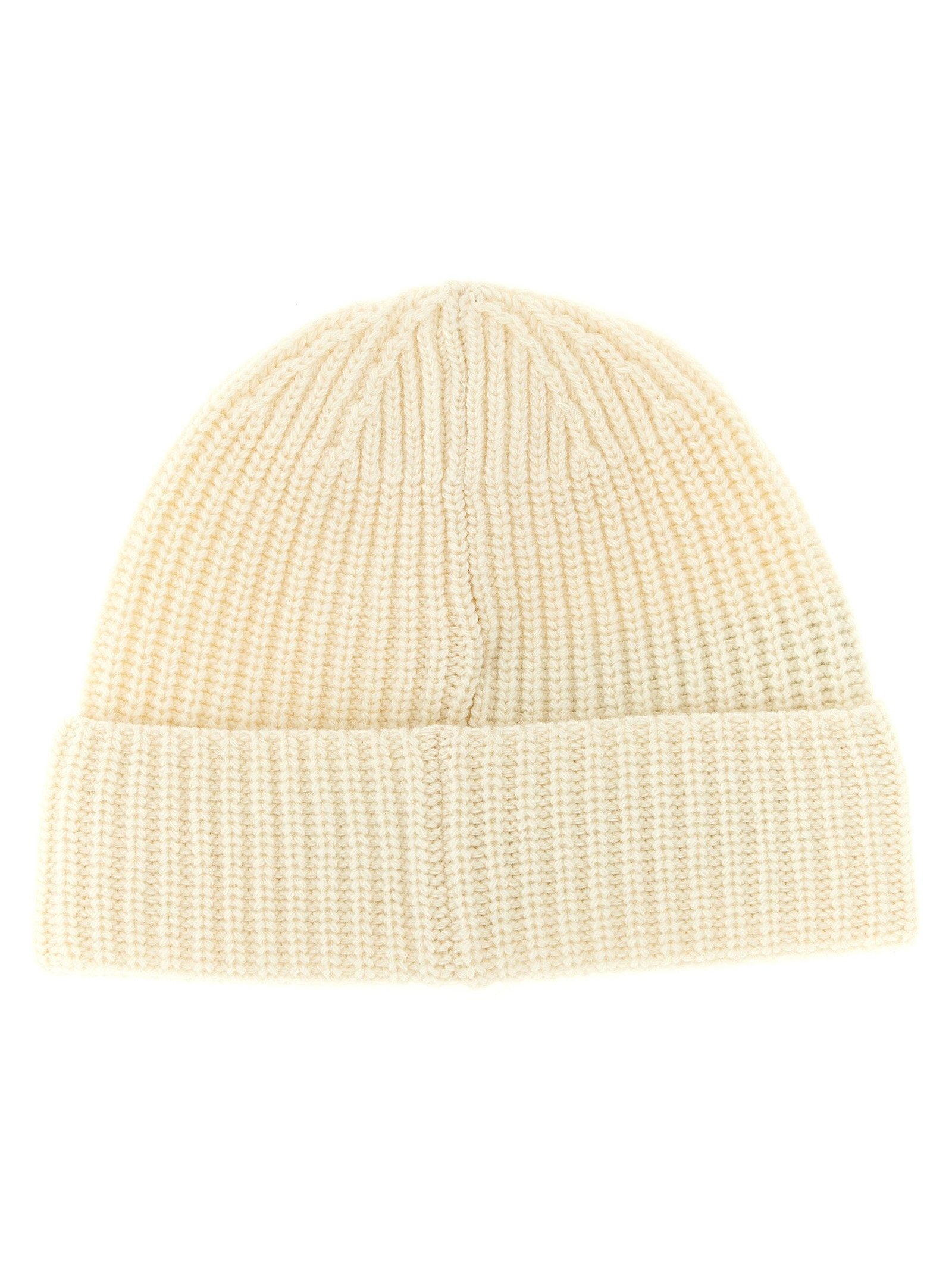 Stone Island Ribbed Wool Beanie — Cream, view 2