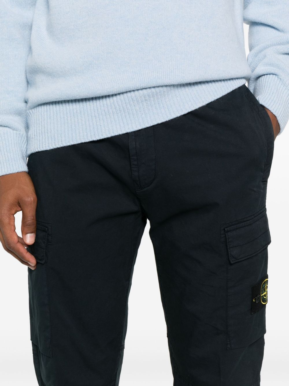 Stone Island Logo-Patch Cotton Cargo Trousers — Navy, view 3