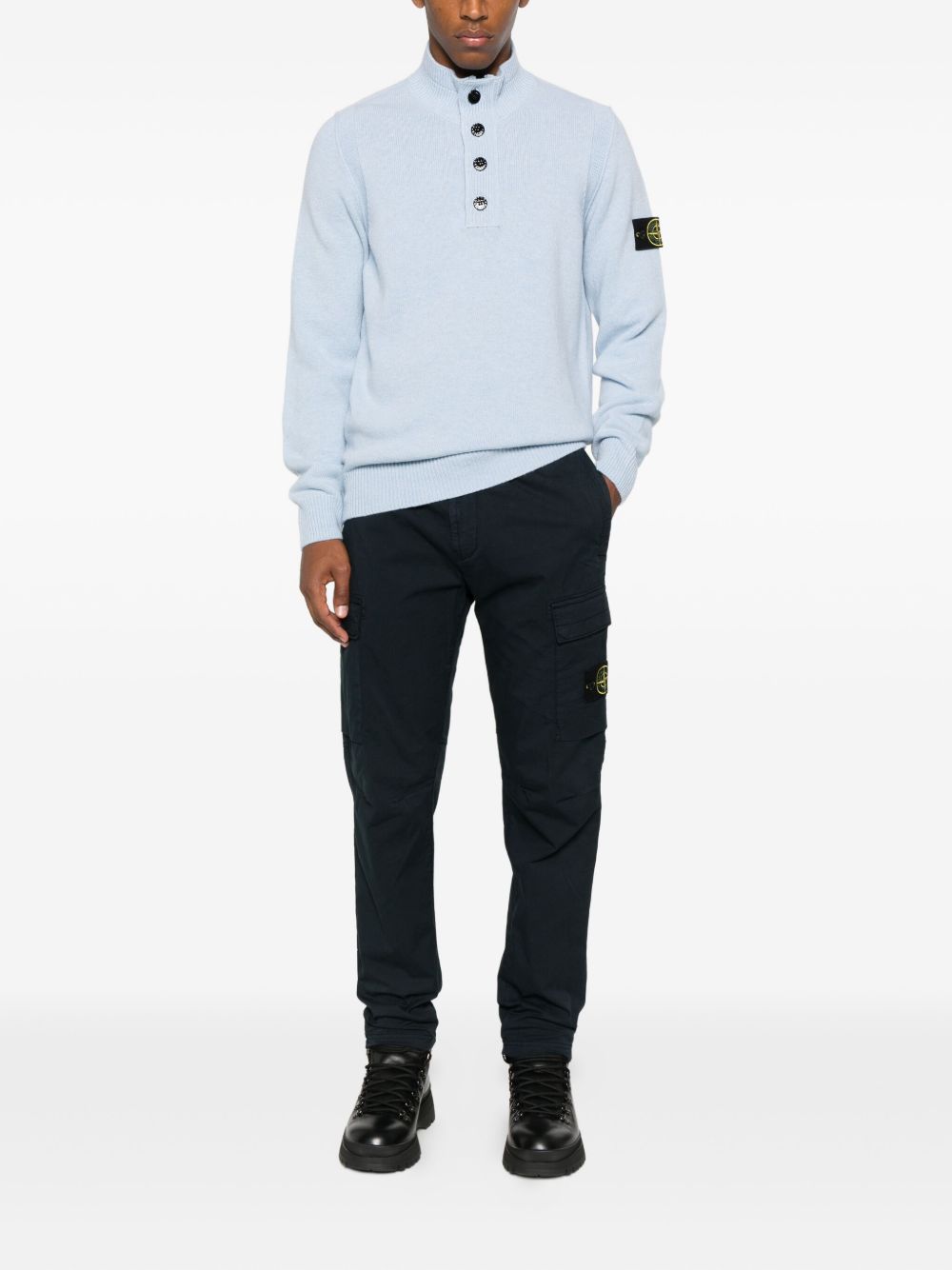 Stone Island Logo-Patch Cotton Cargo Trousers — Navy, view 4
