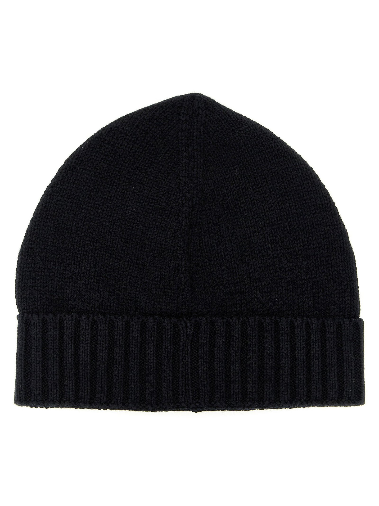 Stone Island Junior Logo-Patch Knitted Cotton Beanie — Black, view 2