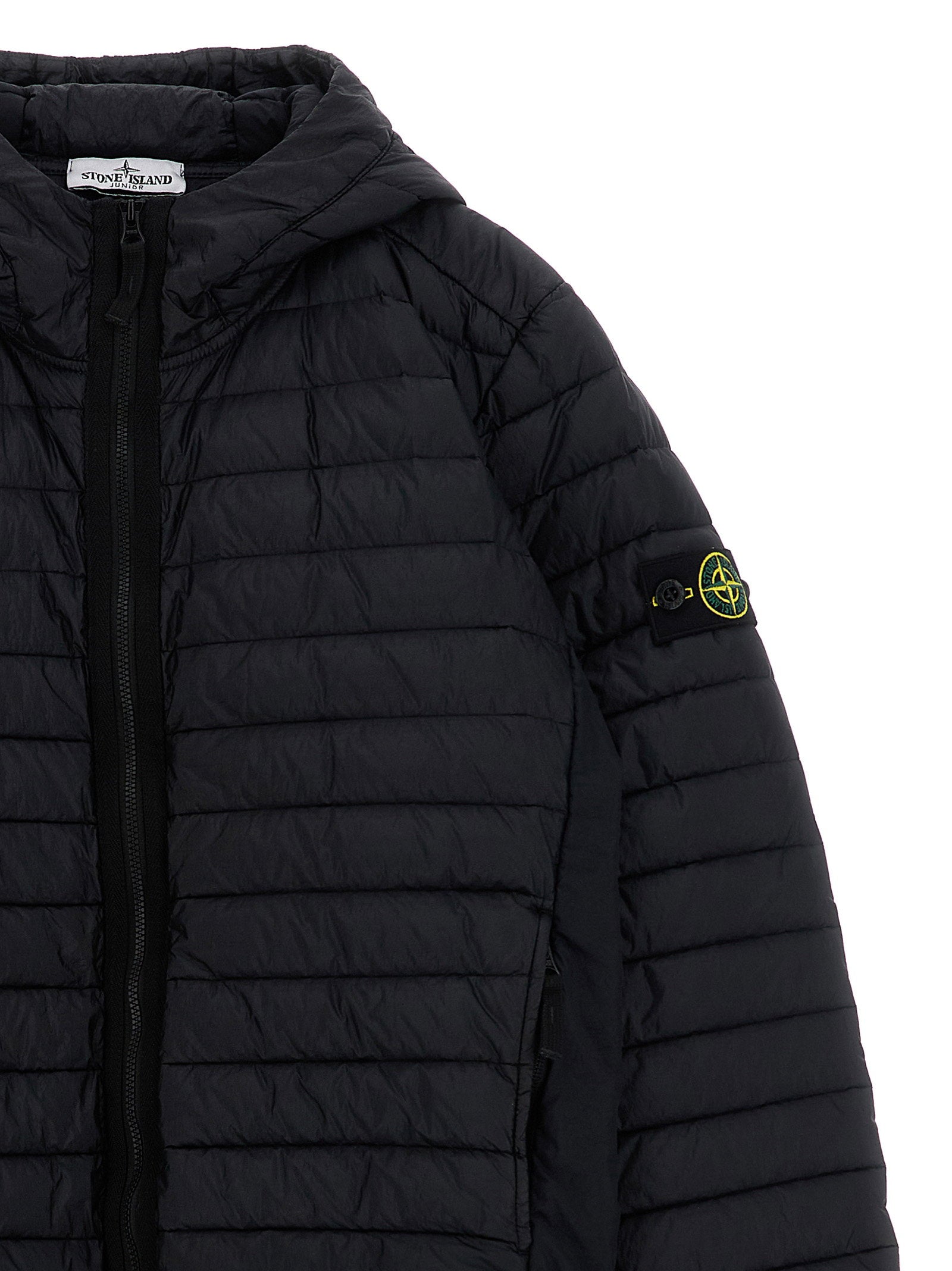Stone Island Junior Quilted Hooded Down Down Jacket — Black, view 3