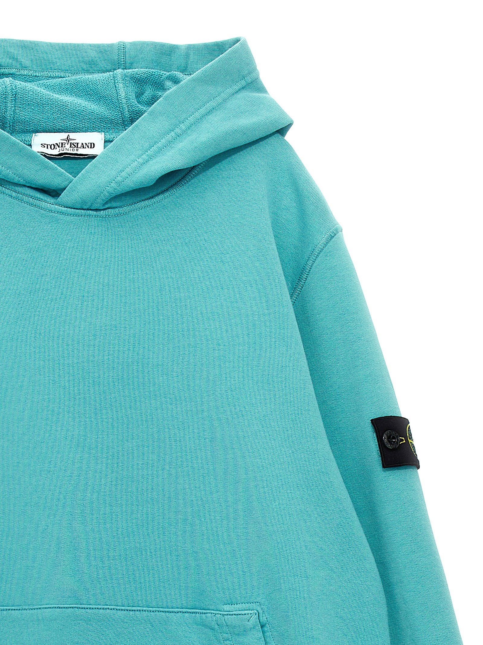 Stone Island Junior Organic Cotton Hoodie — Turquoise, view 3