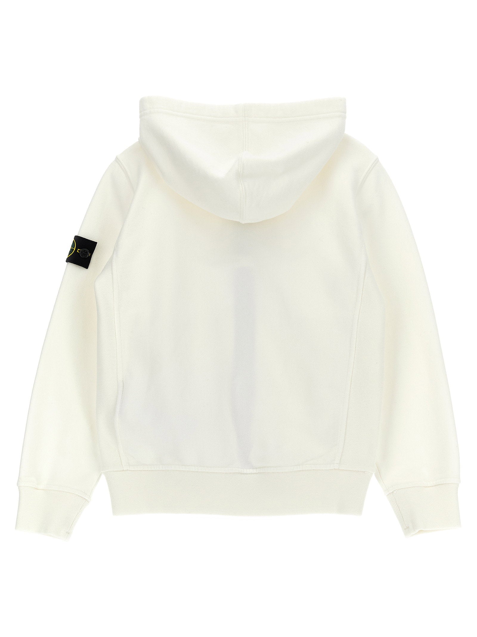 Stone Island Junior Logo-Patch Cotton Hoodie — White, view 2
