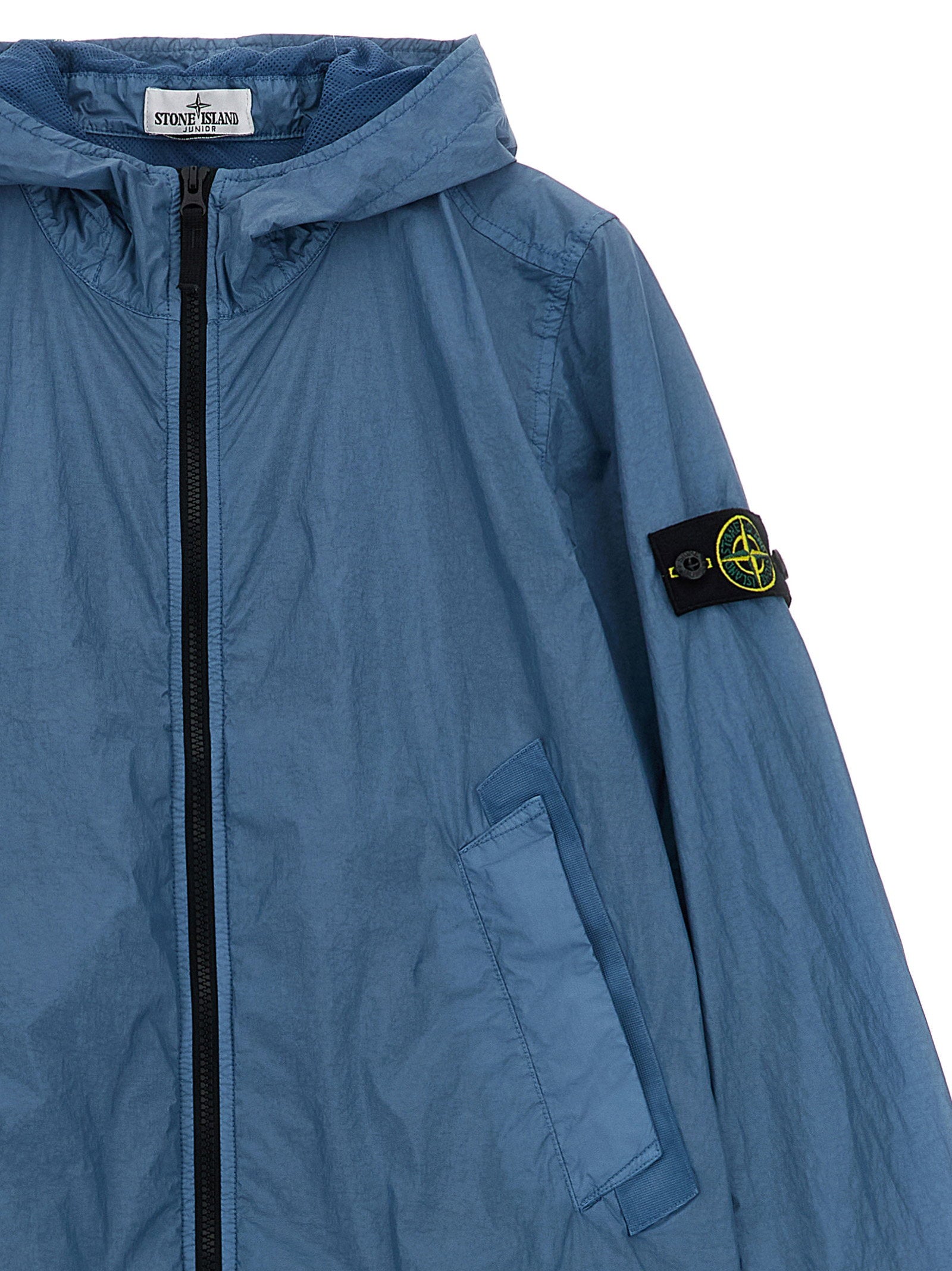 Stone Island Junior Crinkled Nylon Jacket — Blue, view 3