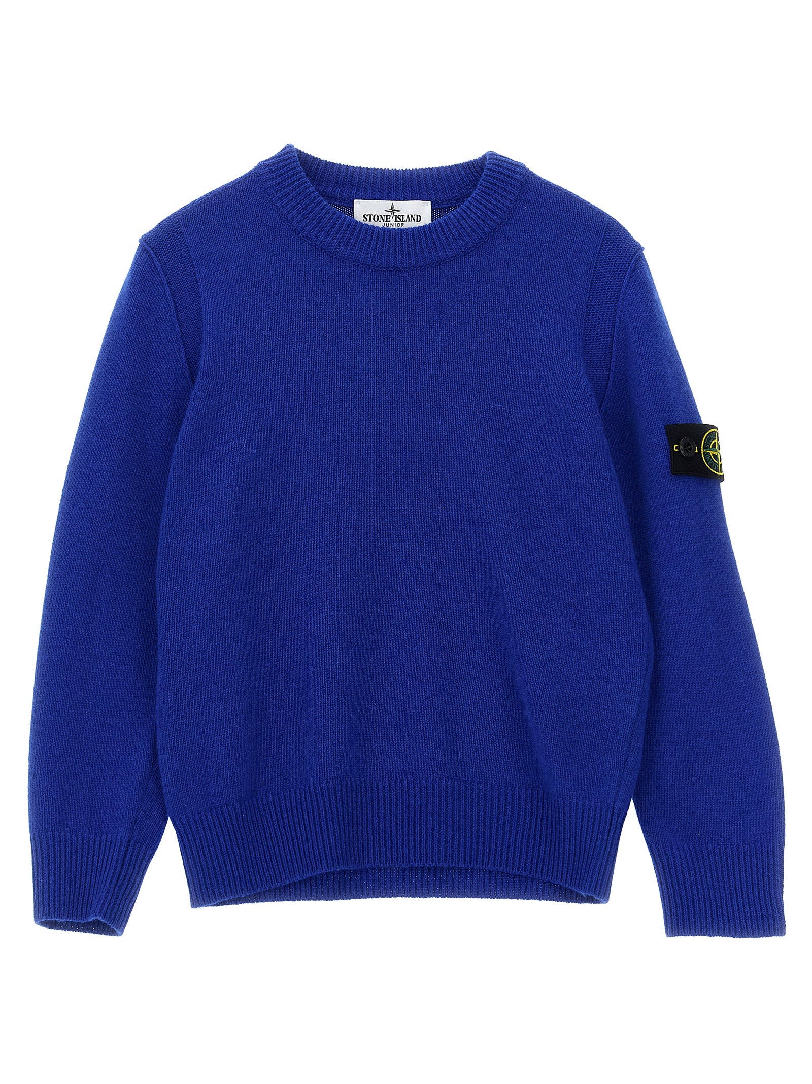 Stone Island Junior Logo-Badge Wool Blend Sweater — Blue by Stone Island Junior