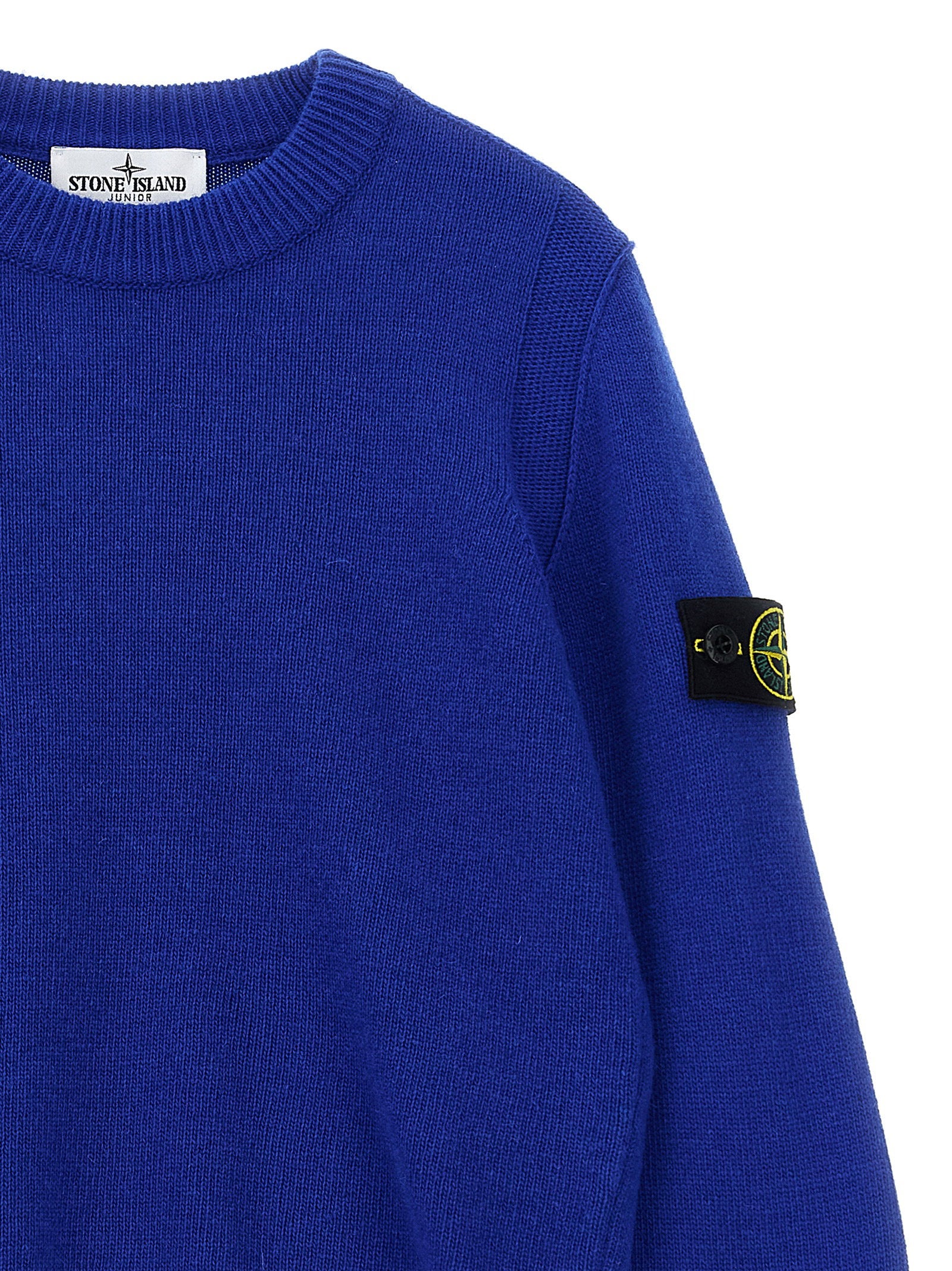 Stone Island Junior Logo-Badge Wool Blend Sweater — Blue, view 3