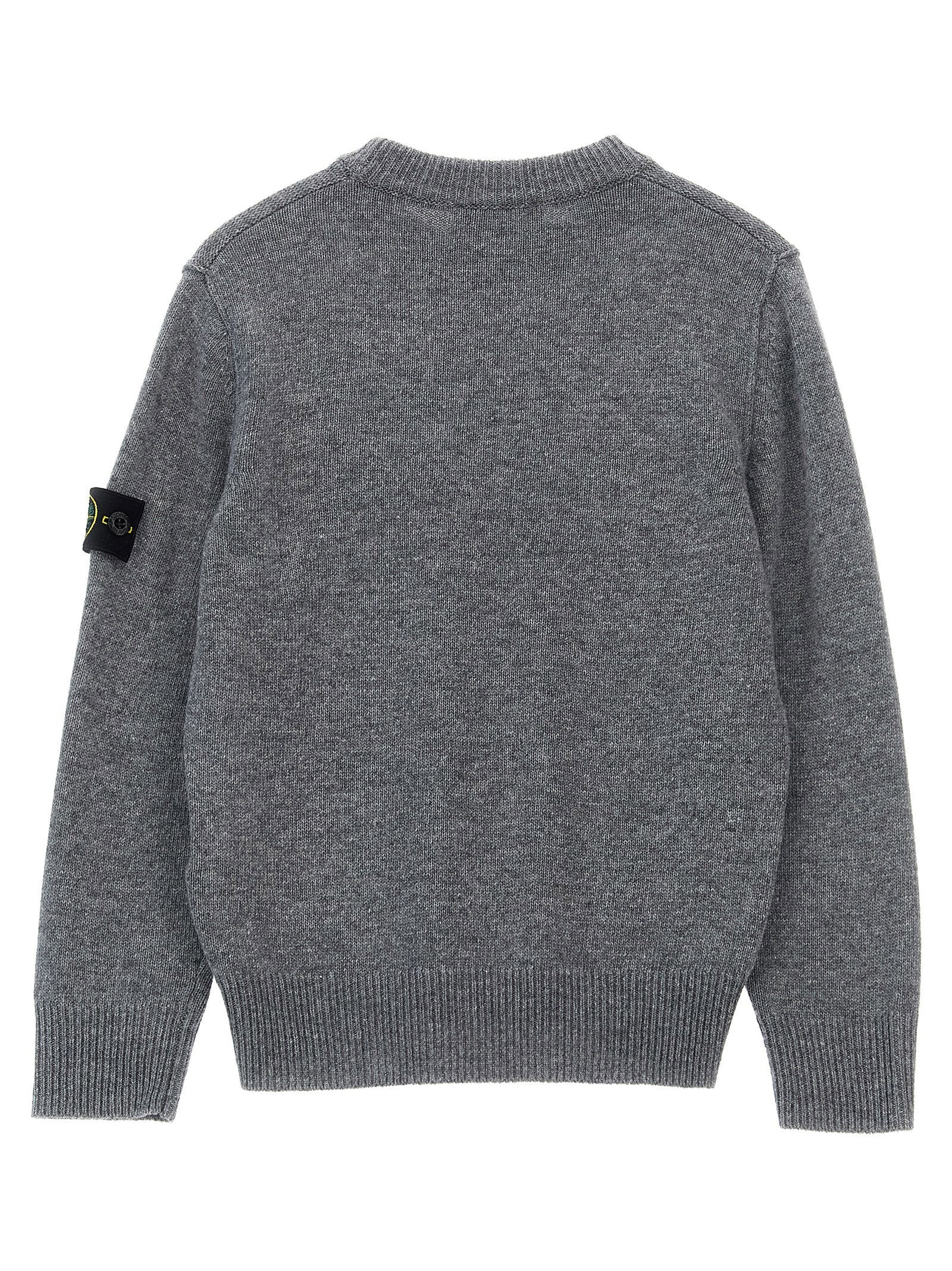 Stone Island Junior Wool-Blend Crew Neck Sweater — Grey, view 2