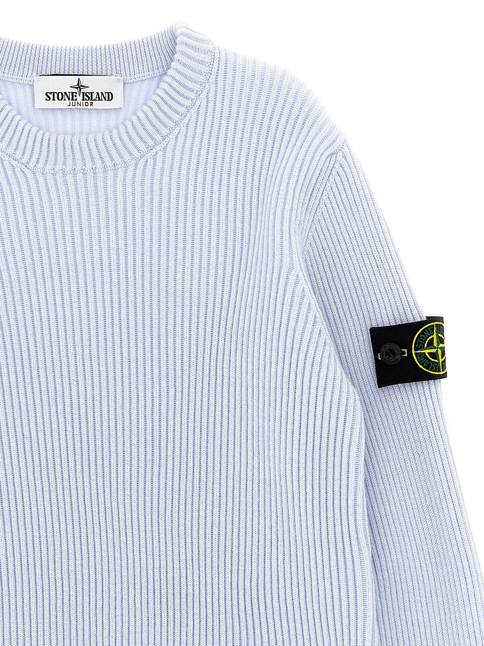 Stone Island Junior Ribbed Virgin Wool Sweater — lavender, view 3