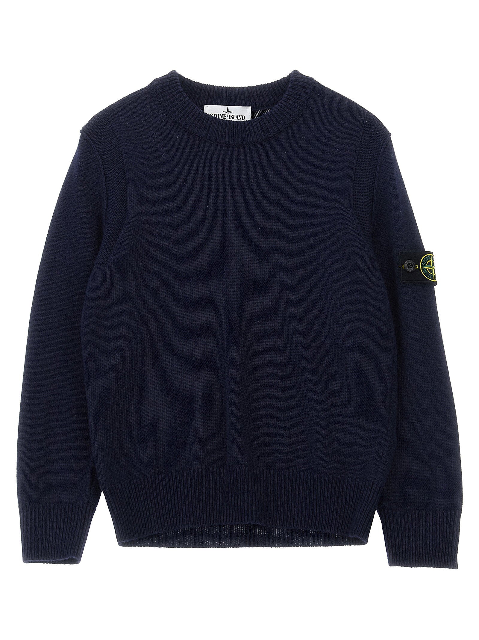 Stone Island Junior Logo-Badge Wool Blend Sweater — Navy by Stone Island Junior