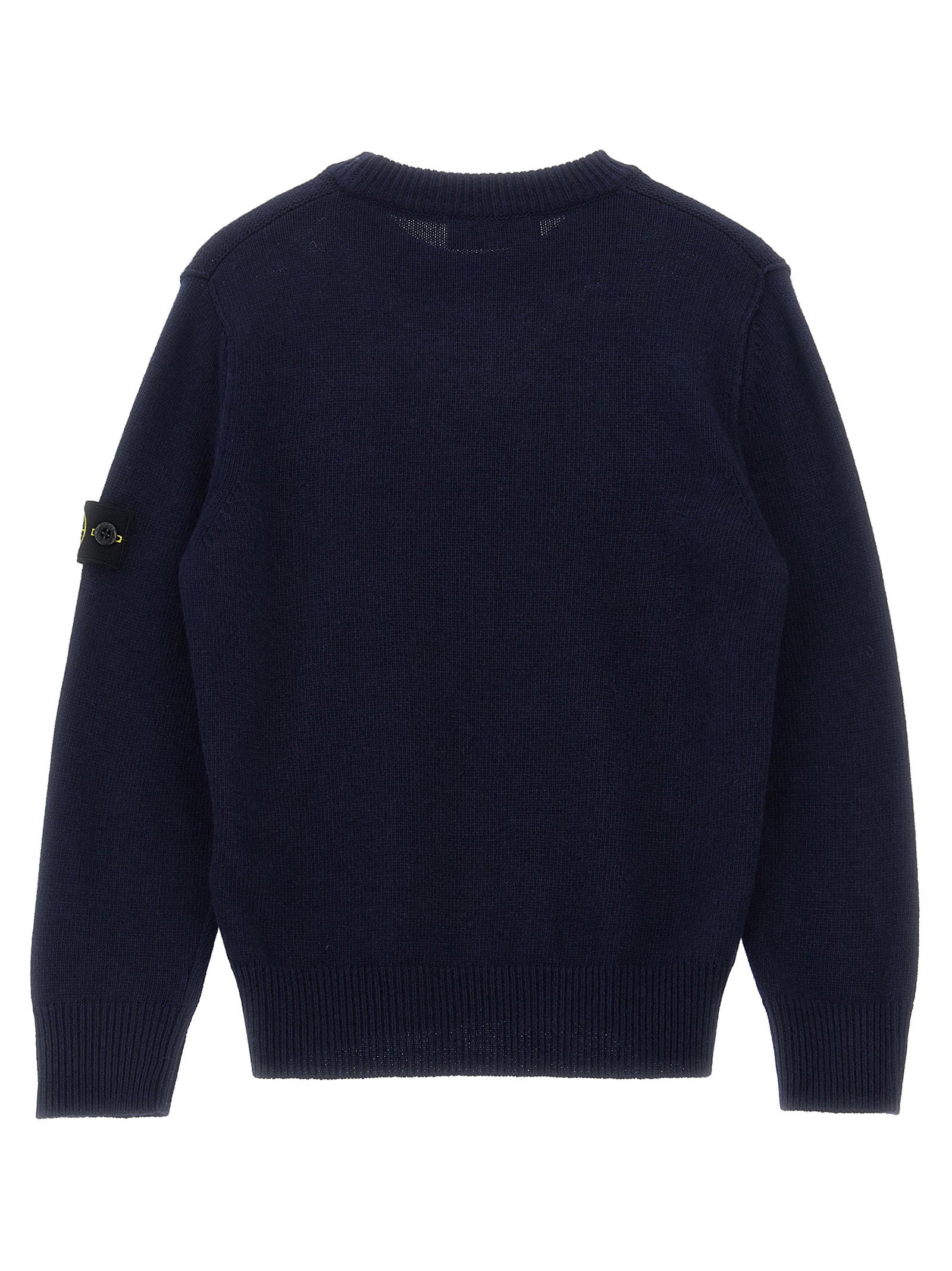 Stone Island Junior Logo-Badge Wool Blend Sweater — Navy, view 2