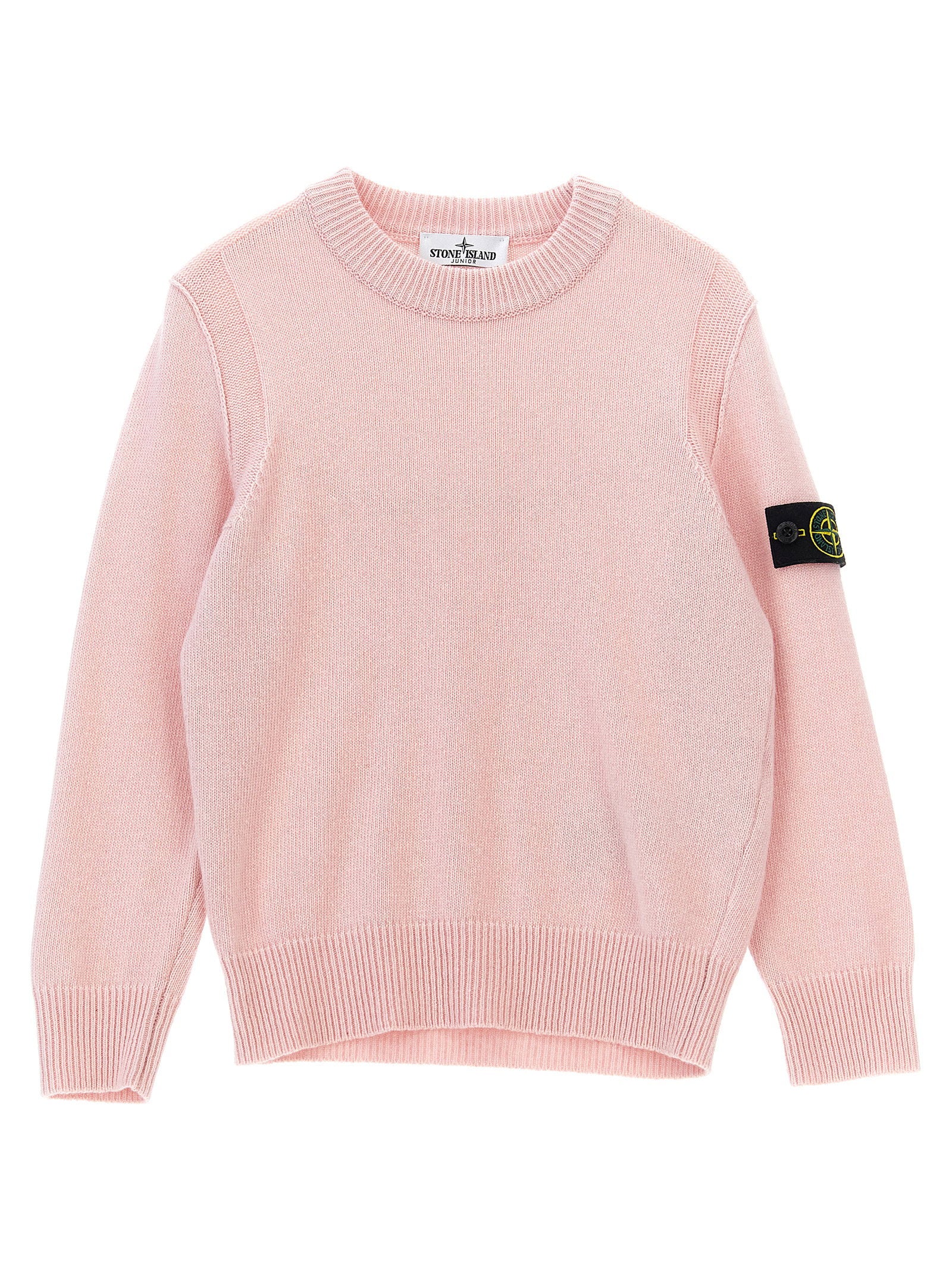 Stone Island Junior Logo-Badge Wool Blend Sweater — Pink by Stone Island Junior