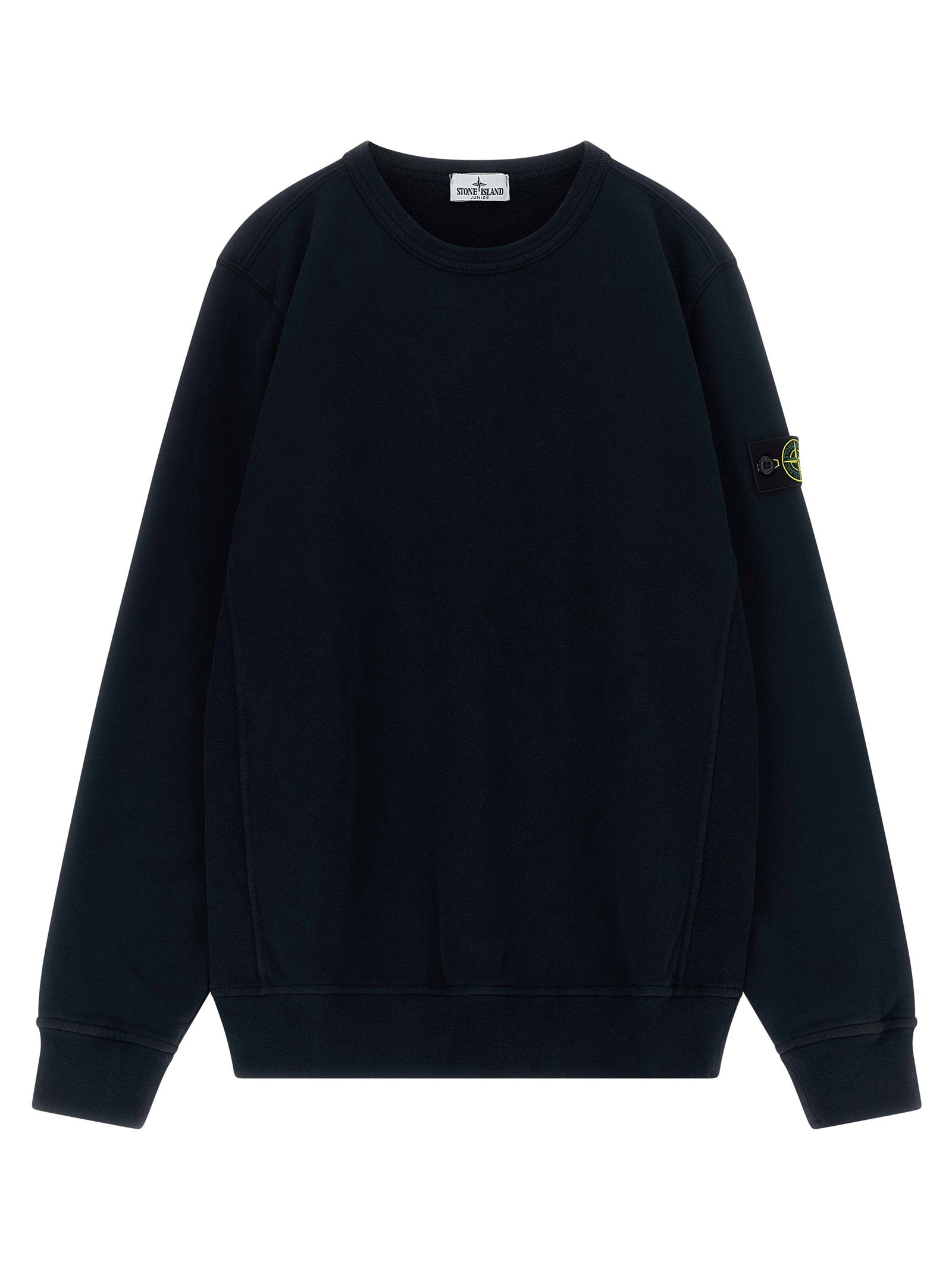 Stone Island Junior Badge Logo Cotton Sweatshirt — Black by Stone Island Junior