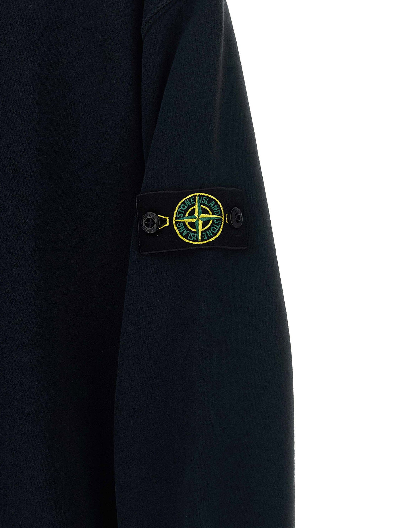Stone Island Junior Badge Logo Cotton Sweatshirt — Black, view 3