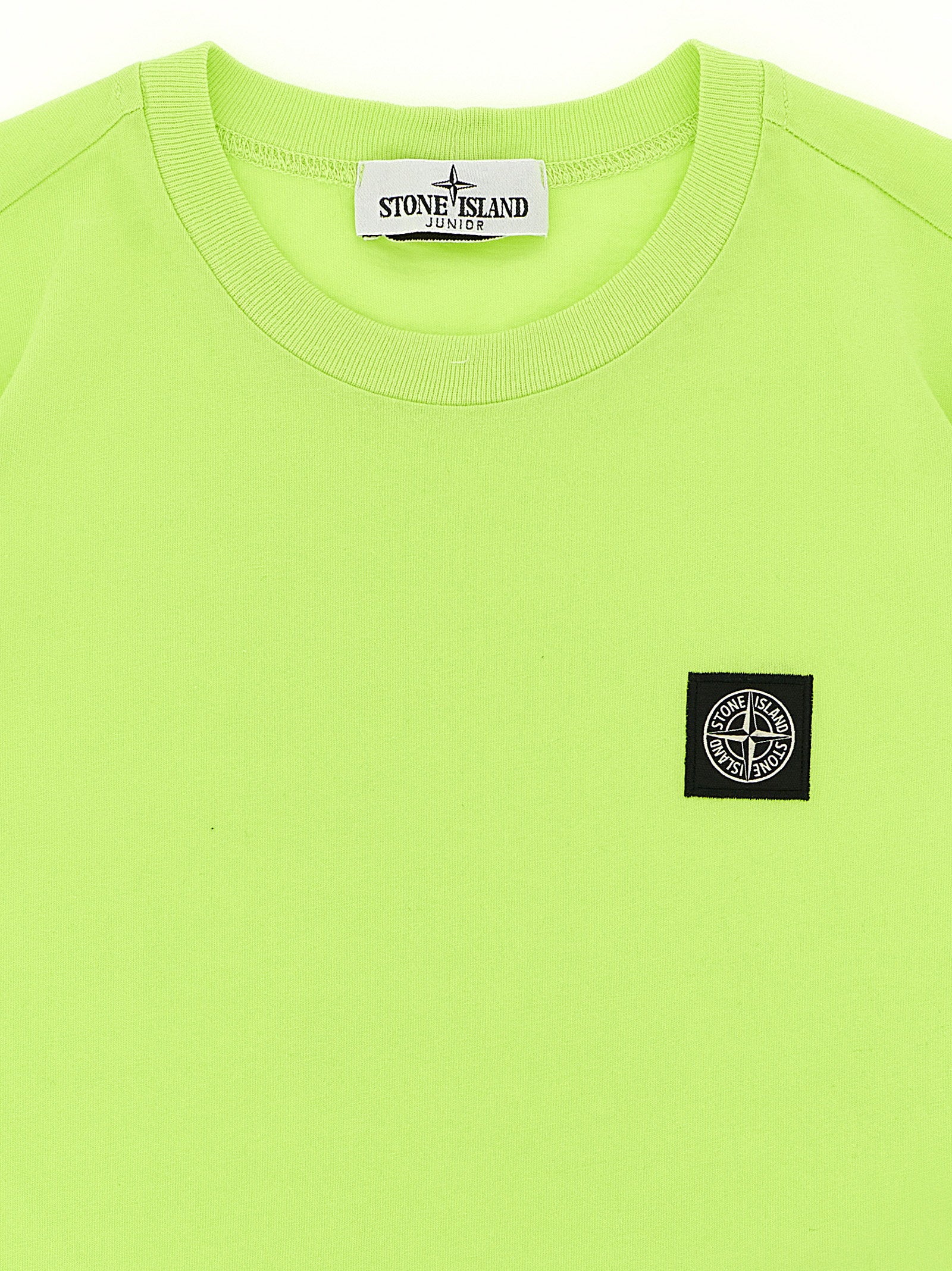 Stone Island Junior Compass Logo T-Shirt — Lime Green, view 3