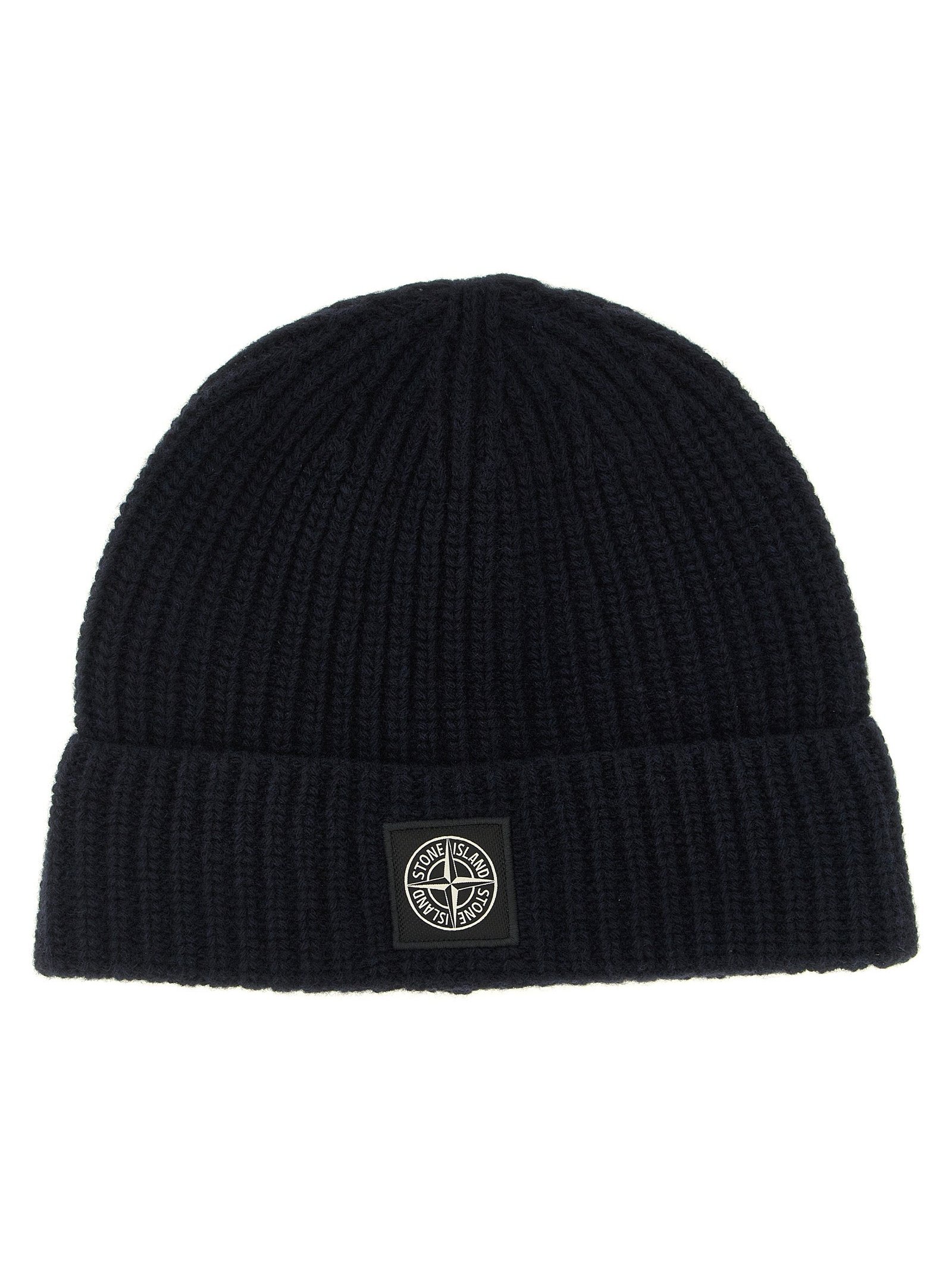 Stone Island ST339878BM Virgin Wool Ribbed Beanie — Navy by Stone Island