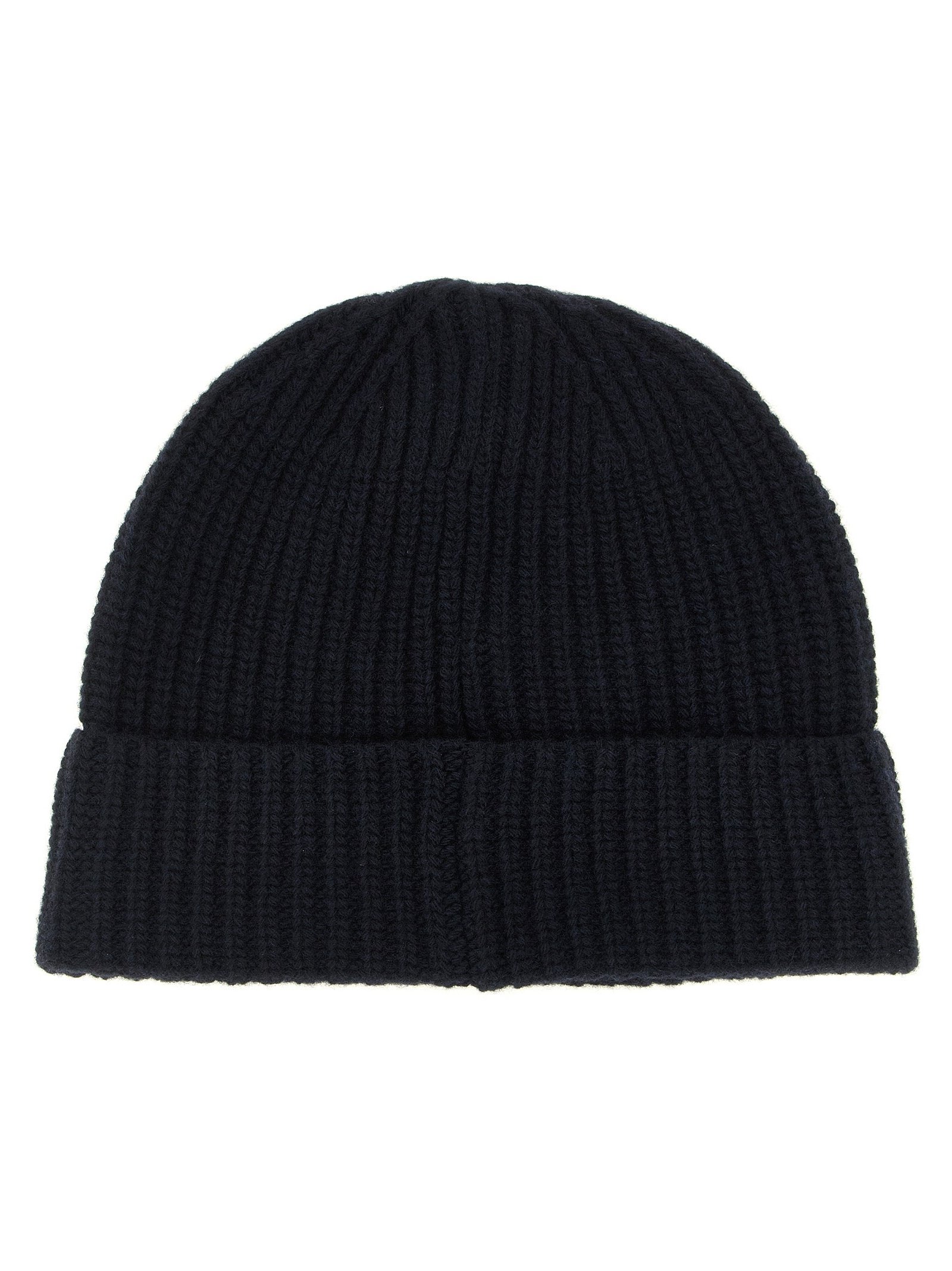 Stone Island ST339878BM Virgin Wool Ribbed Beanie — Navy, view 2
