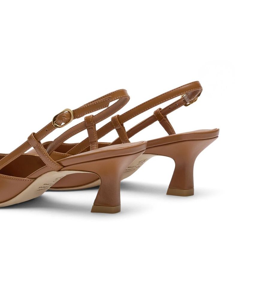 Stuart Weitzman Leather Slingback Heel — Camel, view 4
