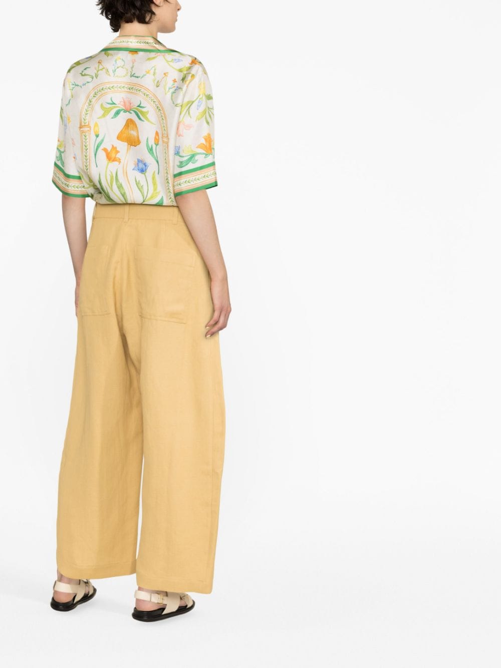 Studio Nicholson PRE Wide-Leg Cropped Cotton Trousers — Yellow, view 2