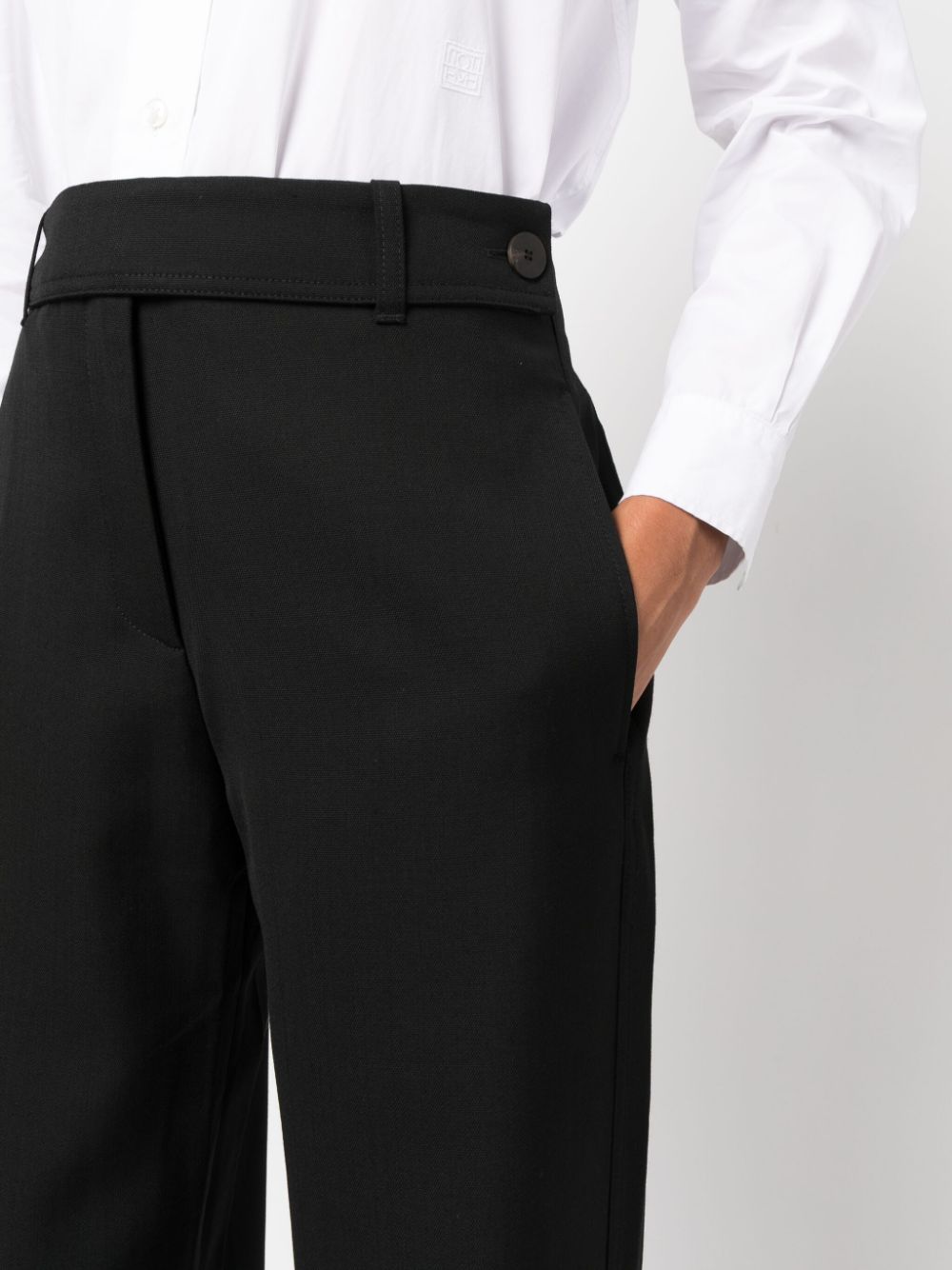 Studio Nicholson Virgin Wool Wide-Leg Trousers — Black, view 2