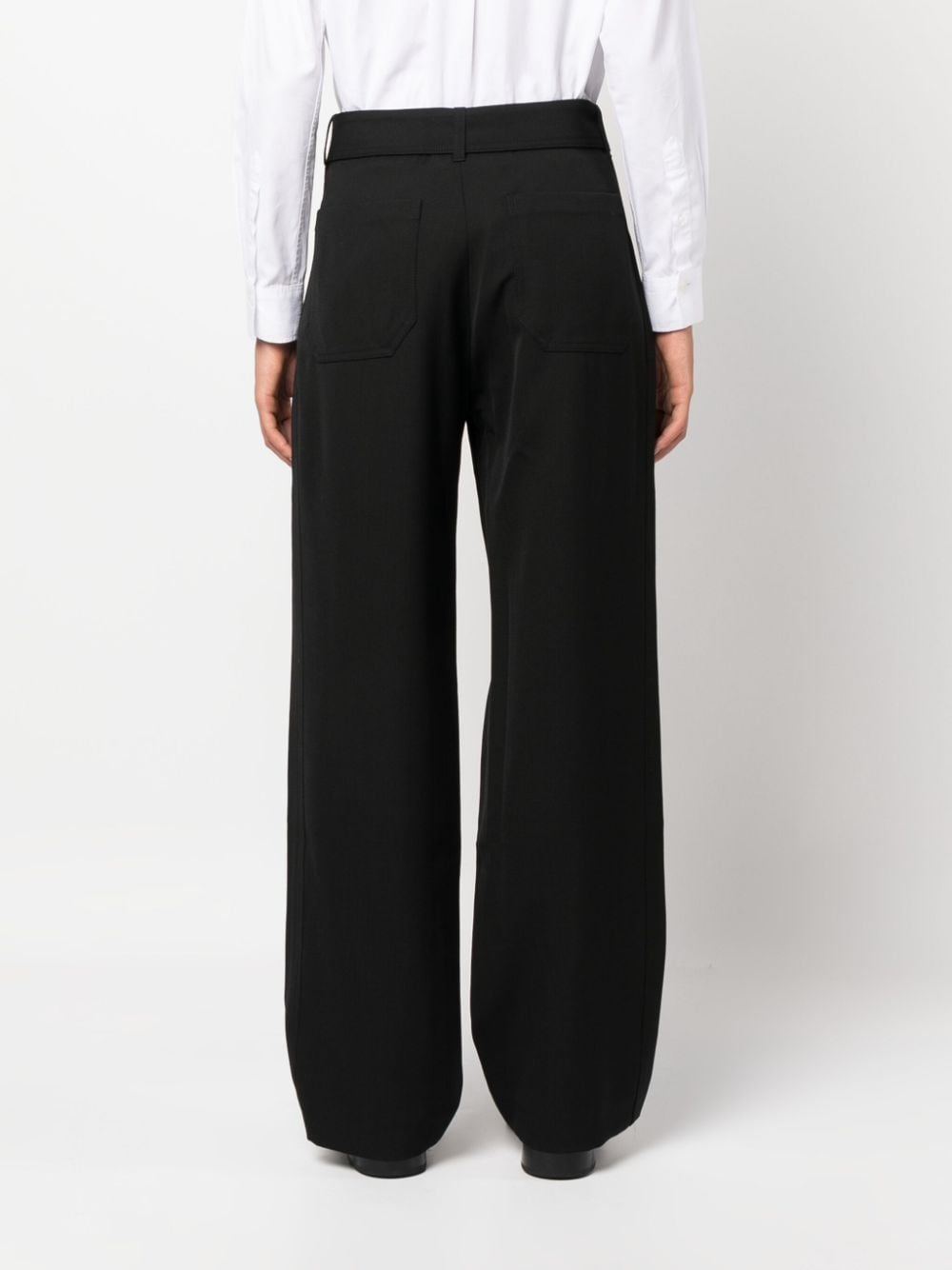 Studio Nicholson Virgin Wool Wide-Leg Trousers — Black, view 3