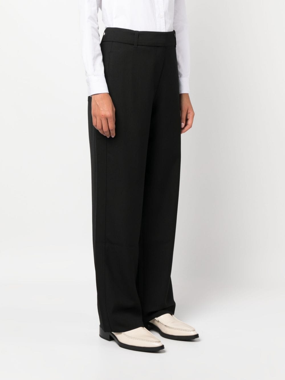 Studio Nicholson Virgin Wool Wide-Leg Trousers — Black, view 4