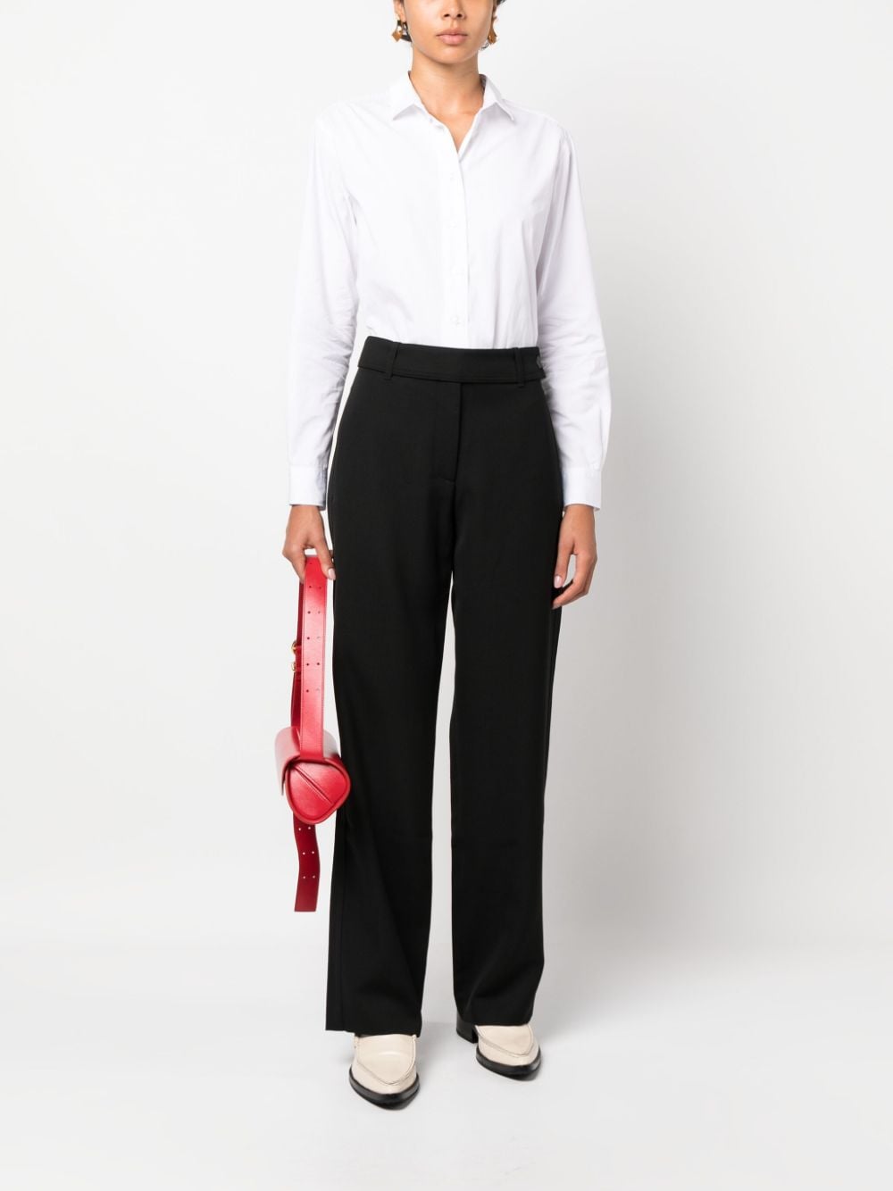Studio Nicholson Virgin Wool Wide-Leg Trousers — Black, view 5