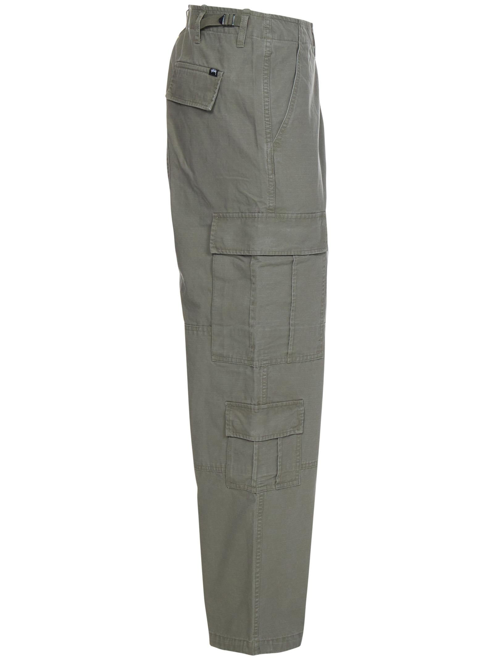 StüSsy Cotton Relaxed-Fit Cargo Pants — Green, view 2