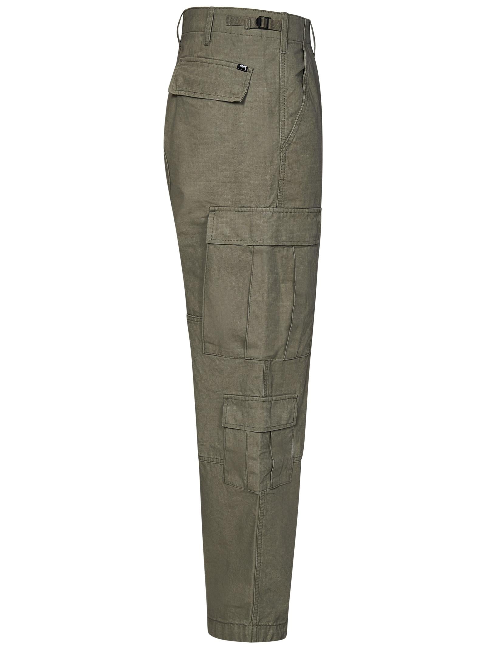 StüSsy Multi-Pocket Cotton Cargo Pants — Olive, view 3
