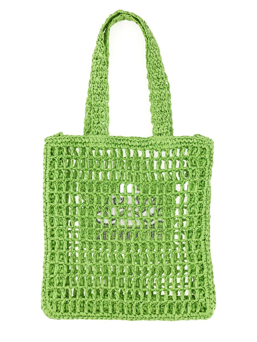 Sundek Logo-Handled Paper Shoulder Bag — Green by Sundek