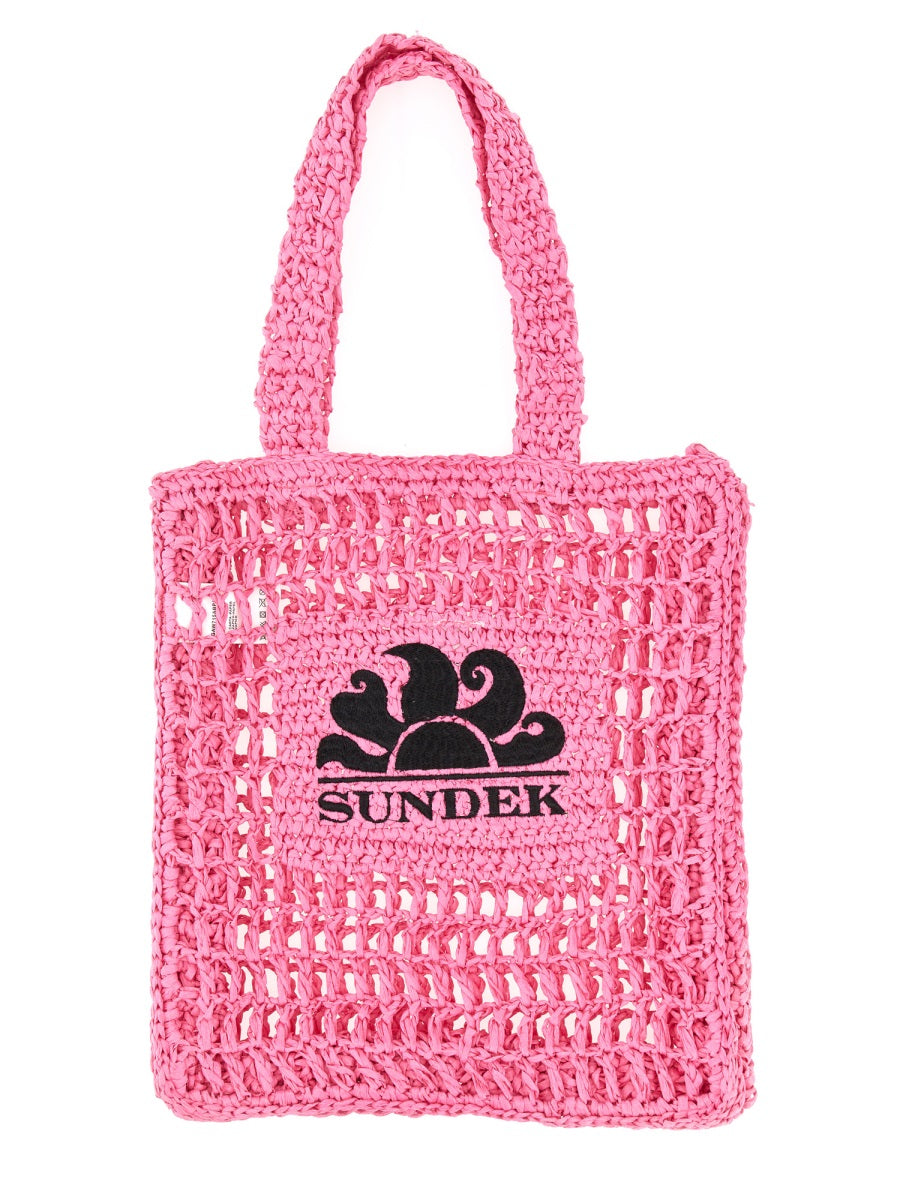 Sundek Logo-Detail Paper Shoulder Bag — Pink, view 2