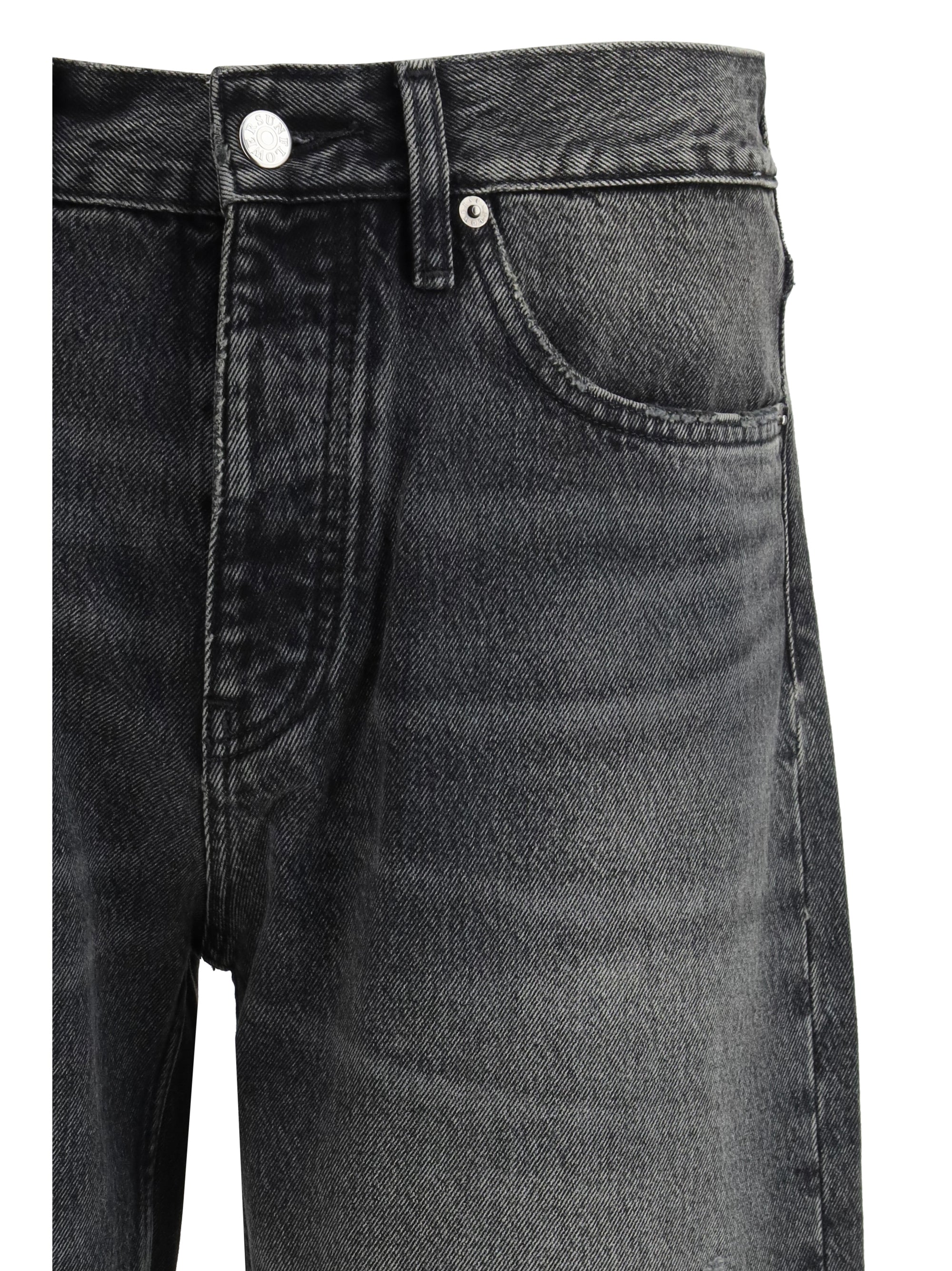 Sunflower Loose-Fit Faded Denim Jeans — Black, view 3