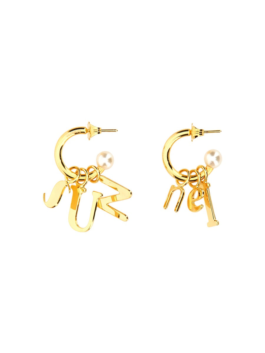 Sunnei Lettering Logo Dangle Earrings — Gold by Sunnei