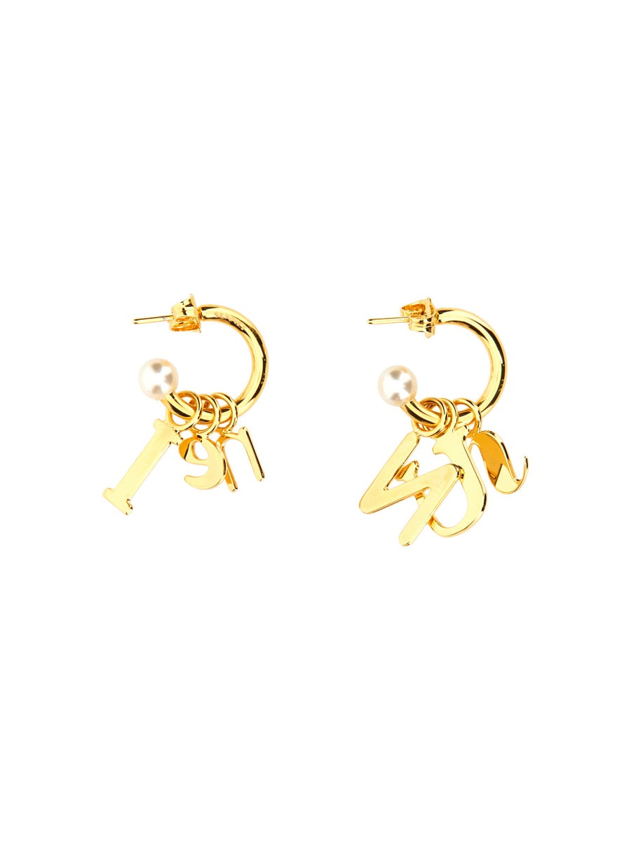 Sunnei Lettering Logo Dangle Earrings — Gold, view 2