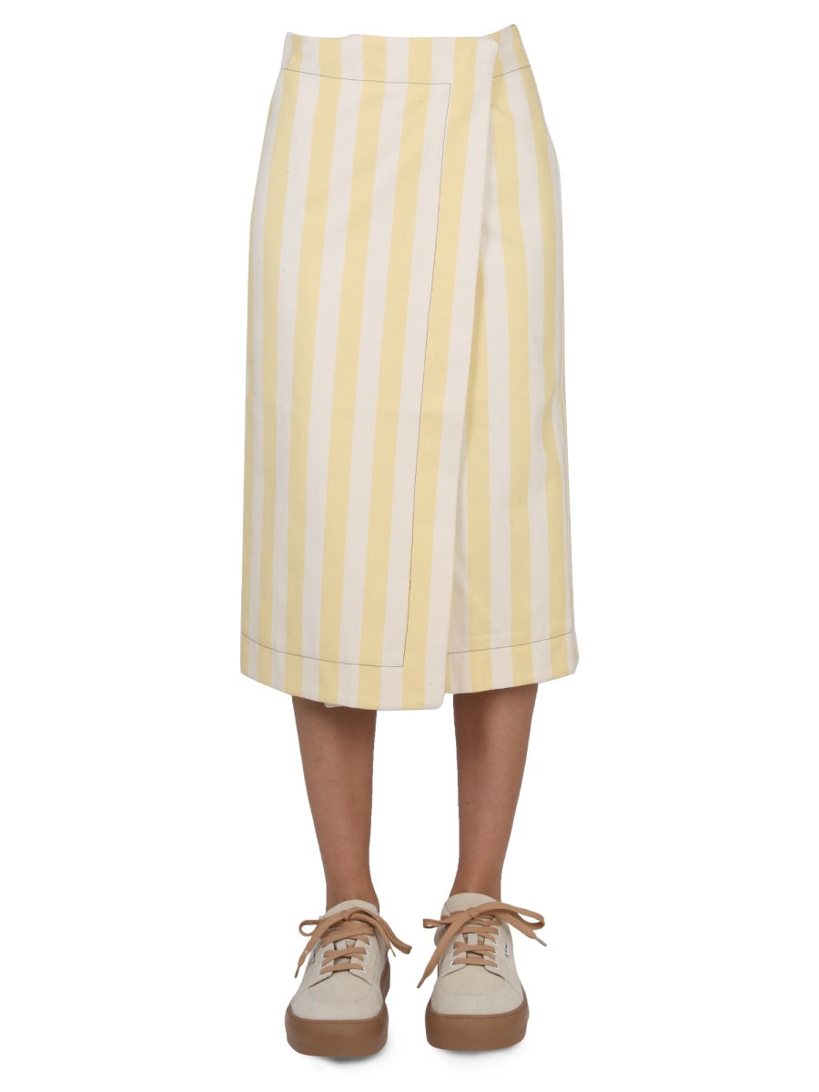 Sunnei Striped Cotton Skirt — Beige by Sunnei