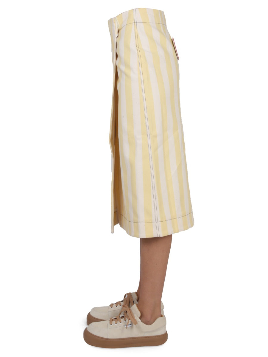 Sunnei Striped Cotton Skirt — Beige, view 2
