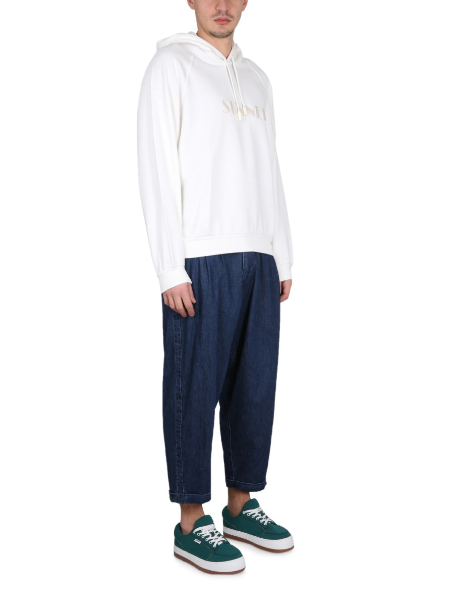 Sunnei Logo-Embroidered Cotton Sweatshirt — Beige by Sunnei