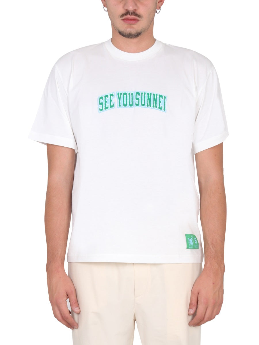 Sunnei Logo-Patch Cotton T-shirt — White by Sunnei