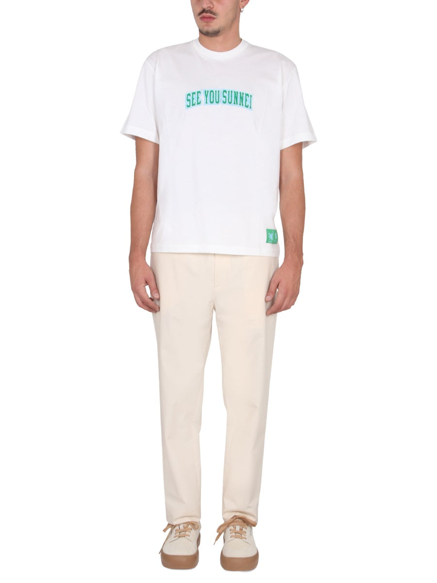 Sunnei Logo-Patch Cotton T-shirt — White, view 3