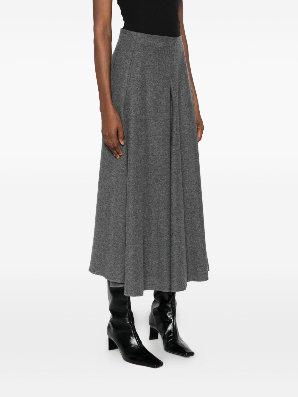 SUSANNE BOMMER A-Line Wool Skirt — Grey, view 3