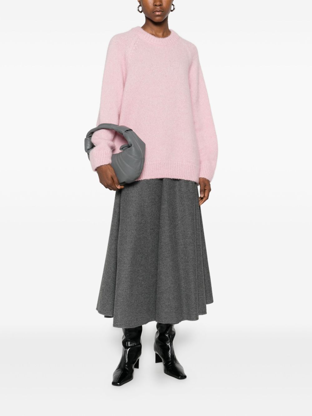 SUSANNE BOMMER A-Line Wool Skirt — Grey, view 4