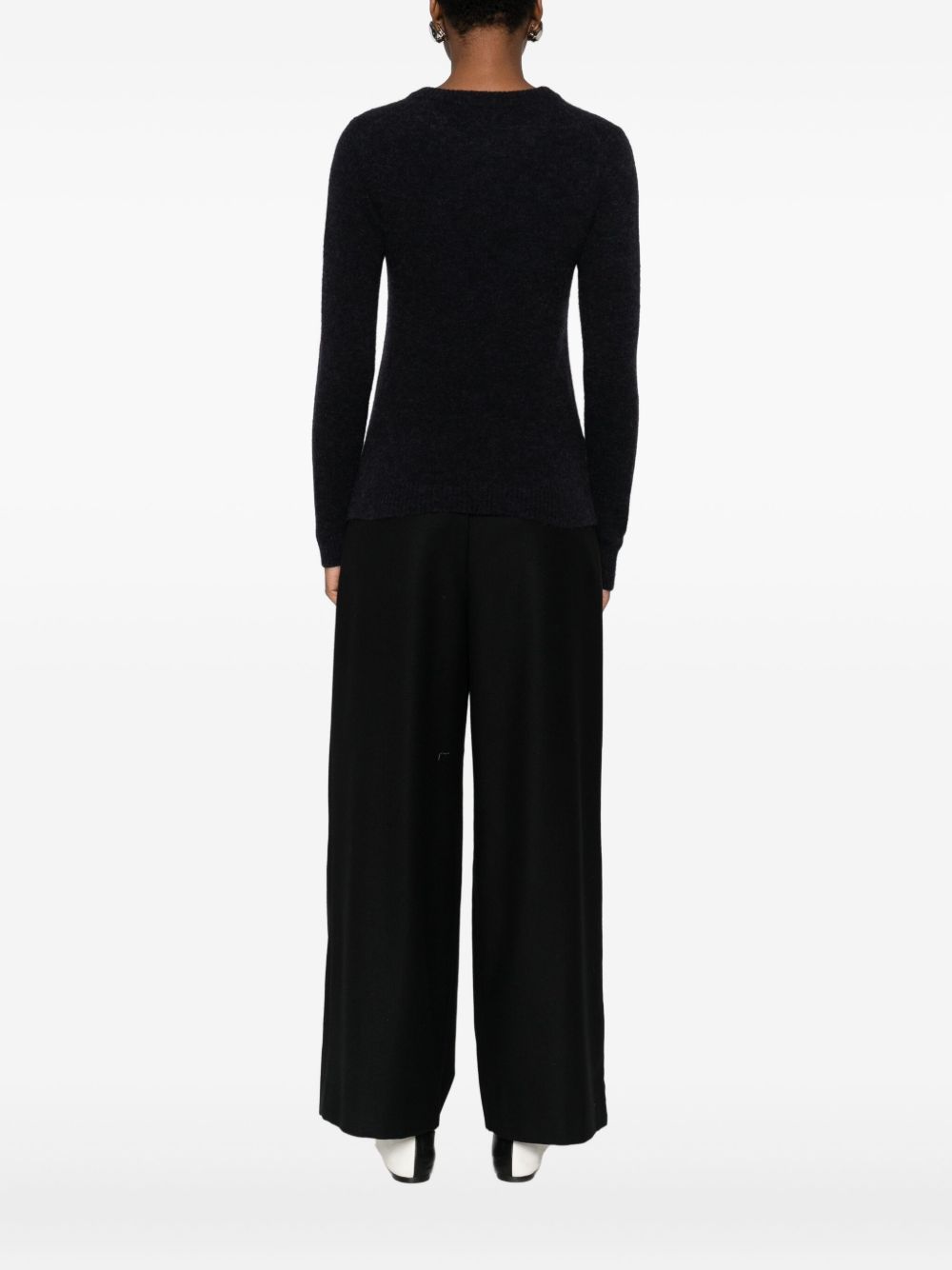 SUSANNE BOMMER Wool Crewneck Sweater — Black, view 3