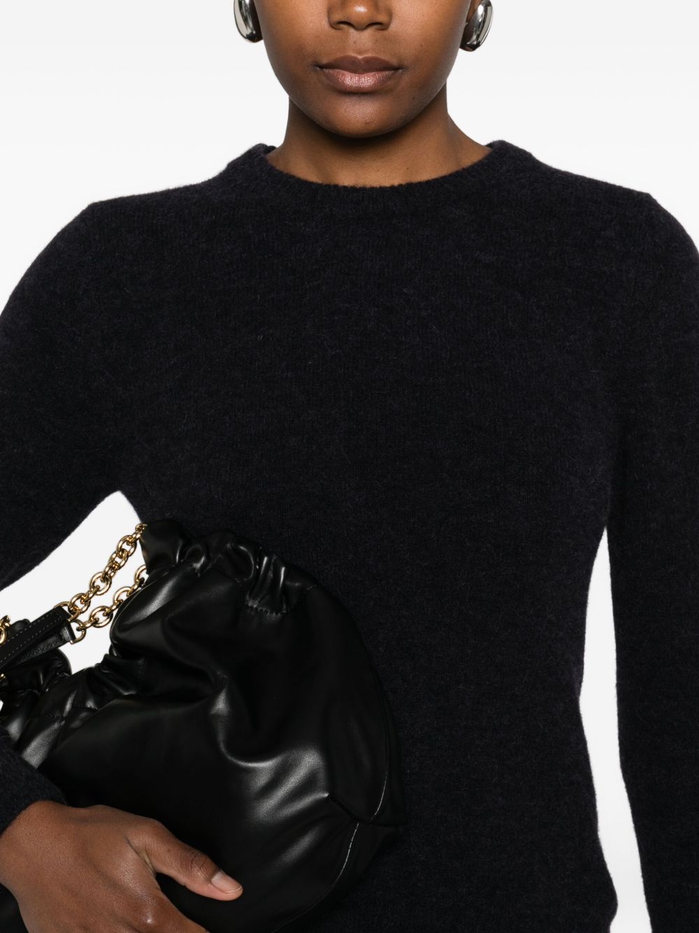 SUSANNE BOMMER Wool Crewneck Sweater — Black, view 4