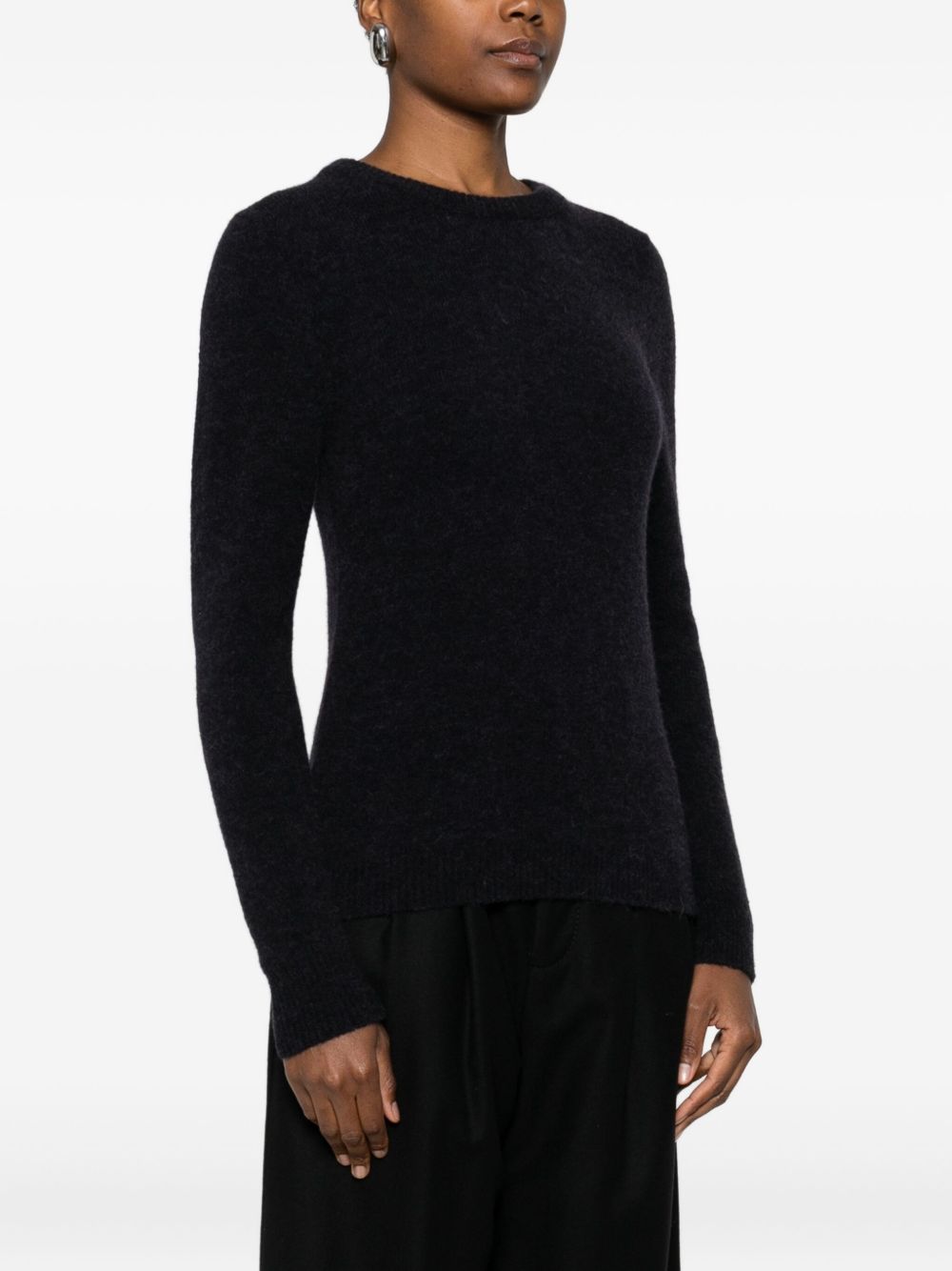 SUSANNE BOMMER Wool Crewneck Sweater — Black, view 5