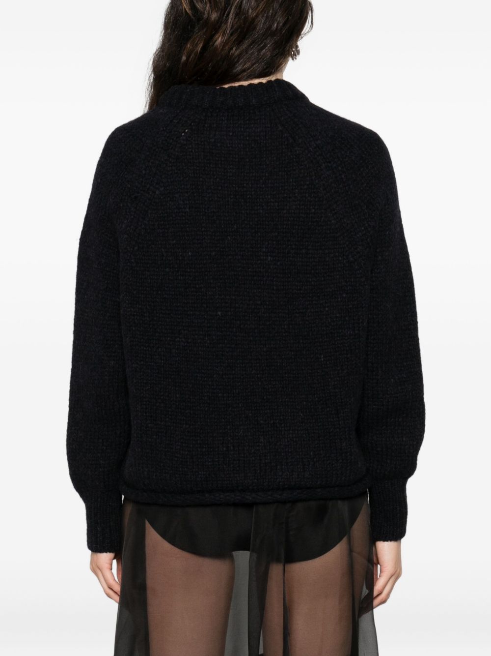 SUSANNE BOMMER Wool Crewneck Sweater — Black, view 3