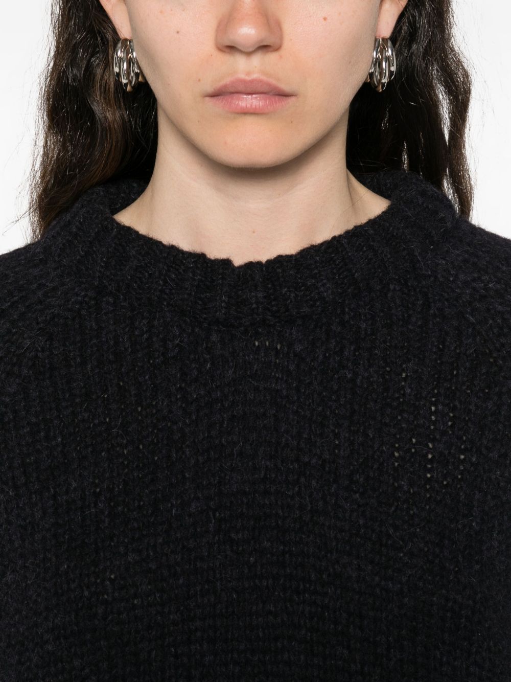 SUSANNE BOMMER Wool Crewneck Sweater — Black, view 4