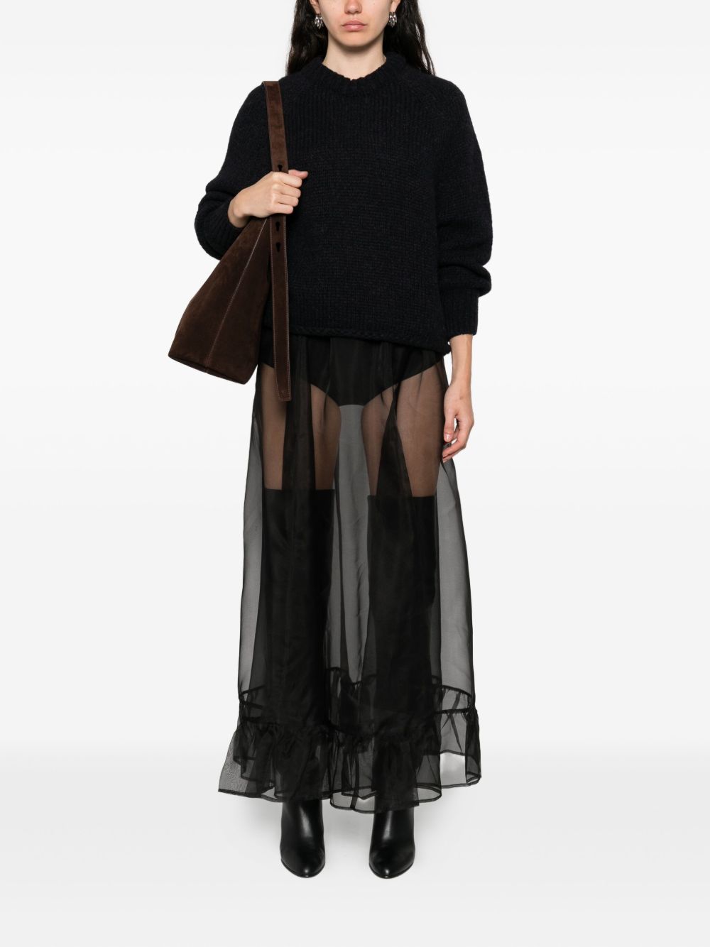 SUSANNE BOMMER Wool Crewneck Sweater — Black, view 5