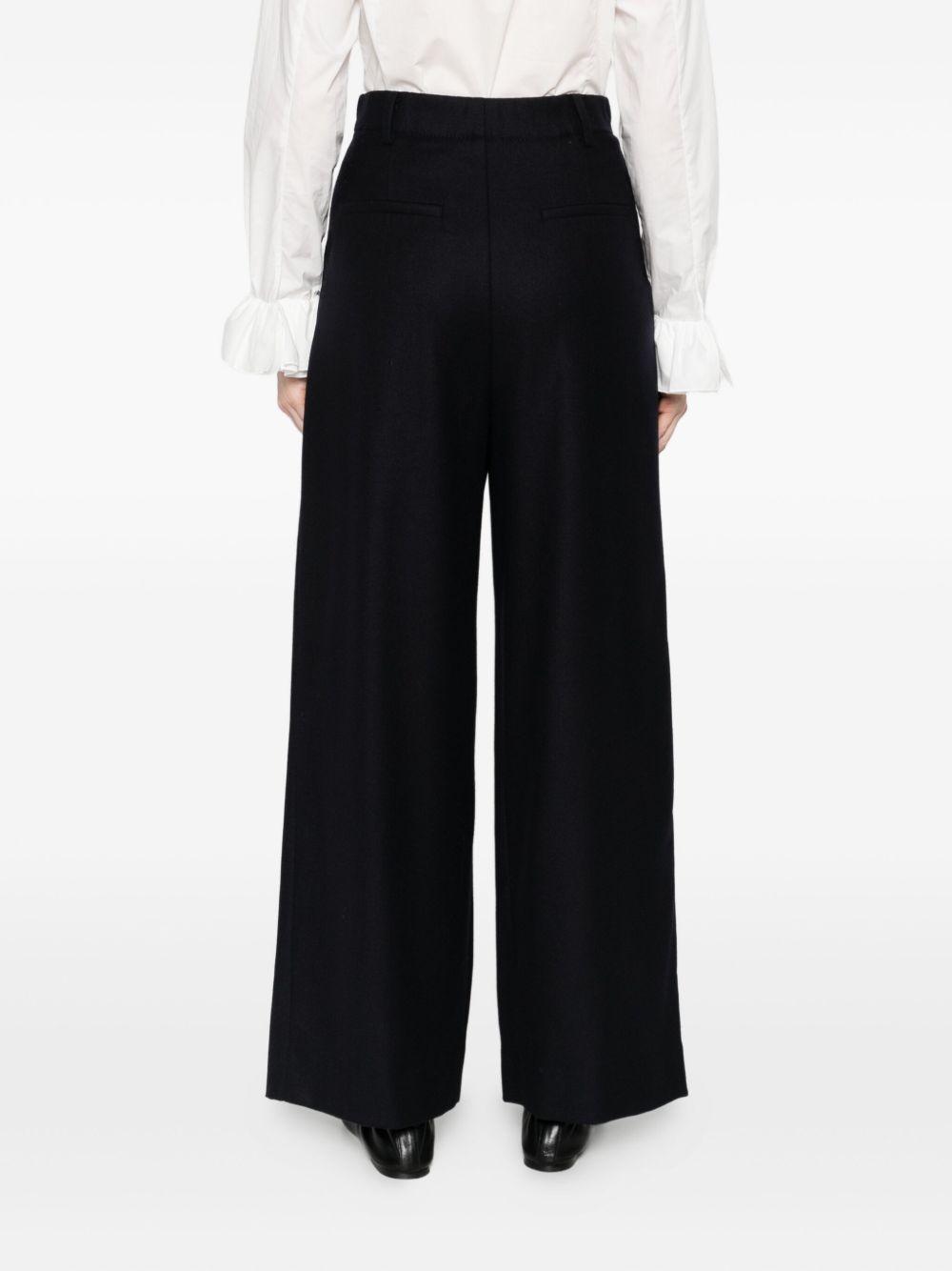 SUSANNE BOMMER Silk Blend Pleated-Front Trousers — Black, view 3