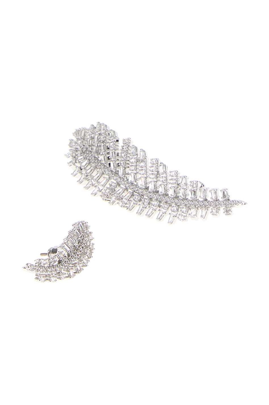 Swarovski Crystal Feather Earrings — Clear, view 2
