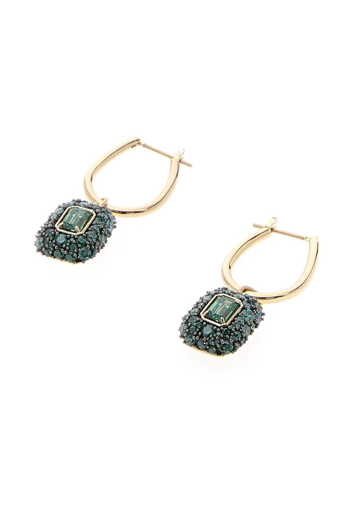 Swarovski Emerald-Cut Crystal Drop Earrings — Gold, view 2